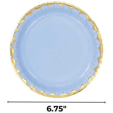 Ice Blue Metallic Paper Plates 6.75in 8pcs