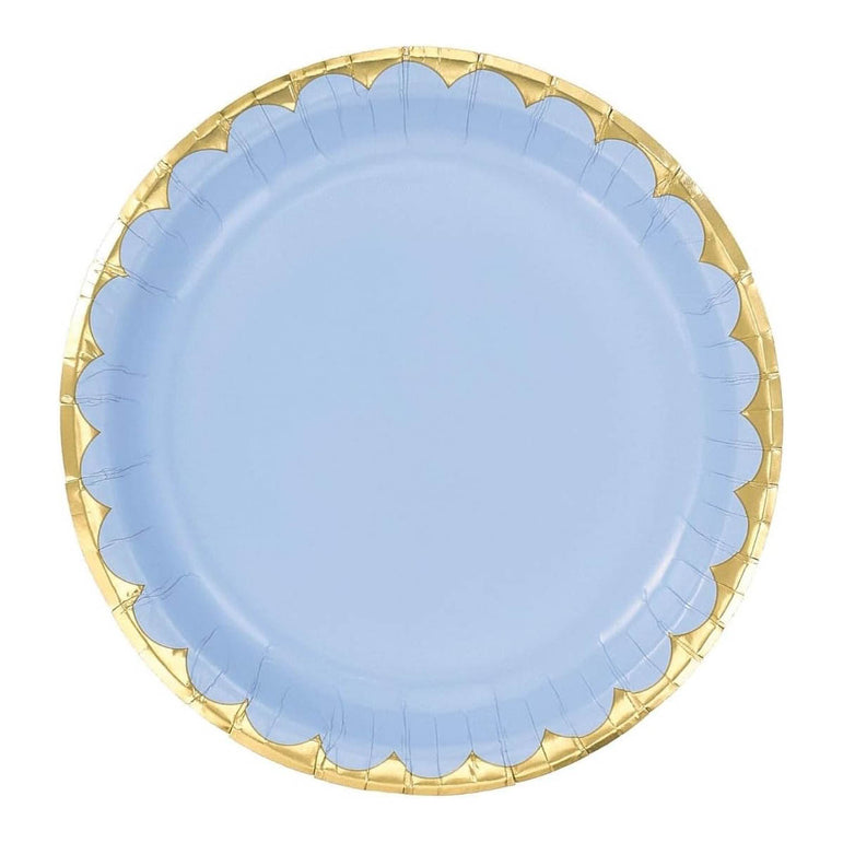 Ice Blue Metallic Paper Plates 6.75in 8pcs