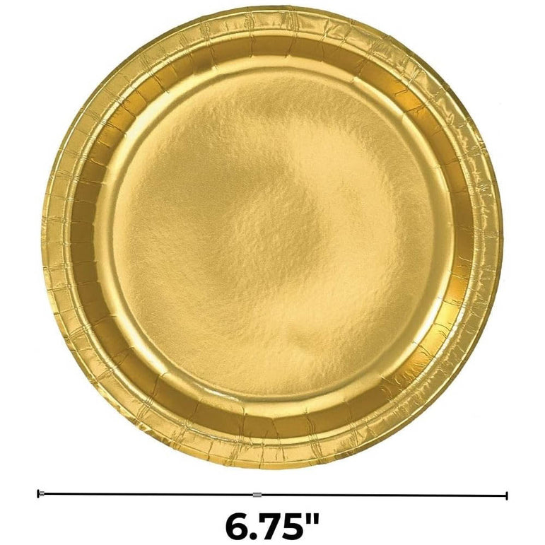 Gold Metallic Paper Plates 6.75in 8pcs