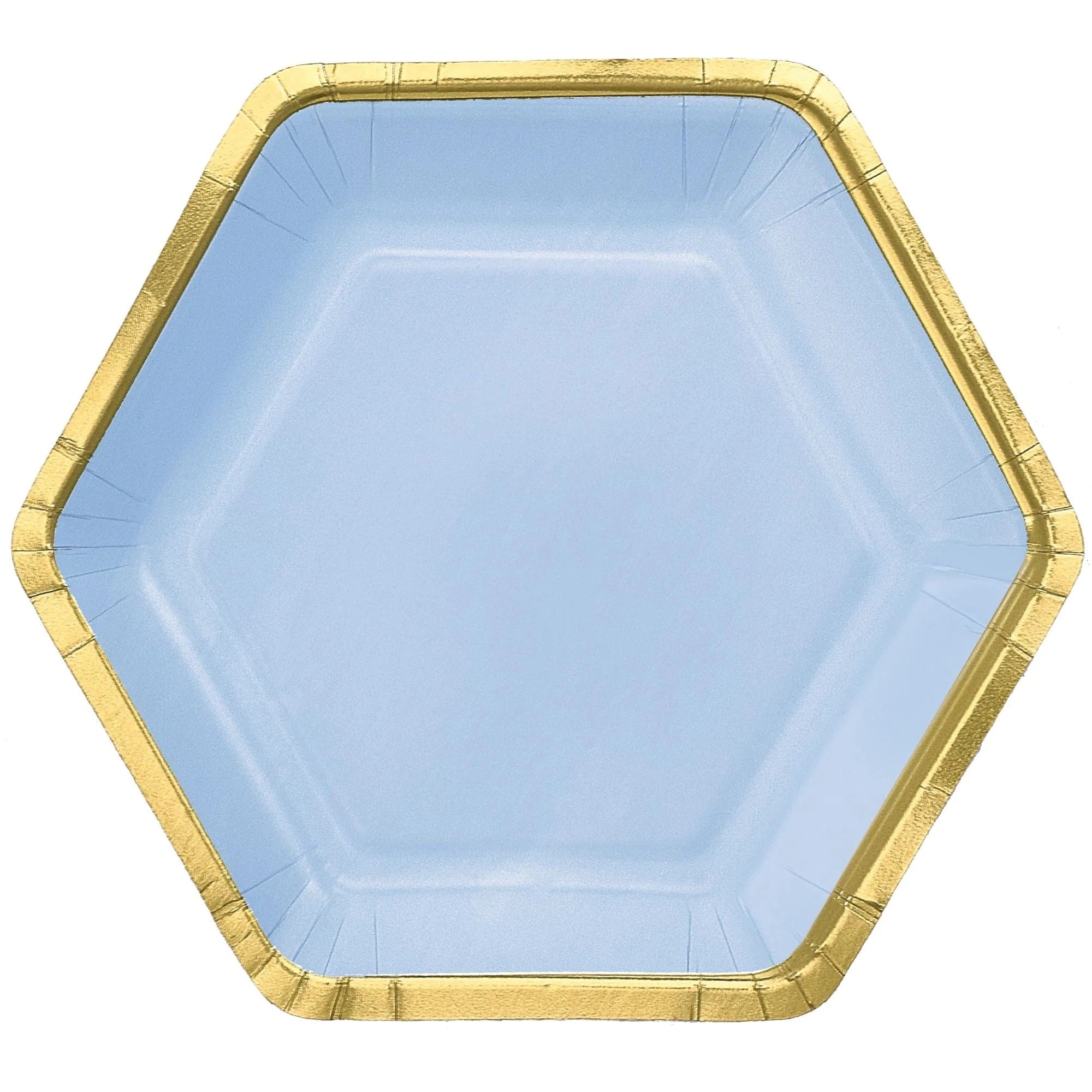 Ice Blue Metallic Hexagonal Paper Plates 9in 8pcs