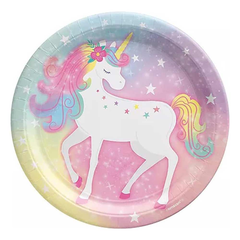 Enchanted Unicorn Round Paper Plates 9in 8pcs
