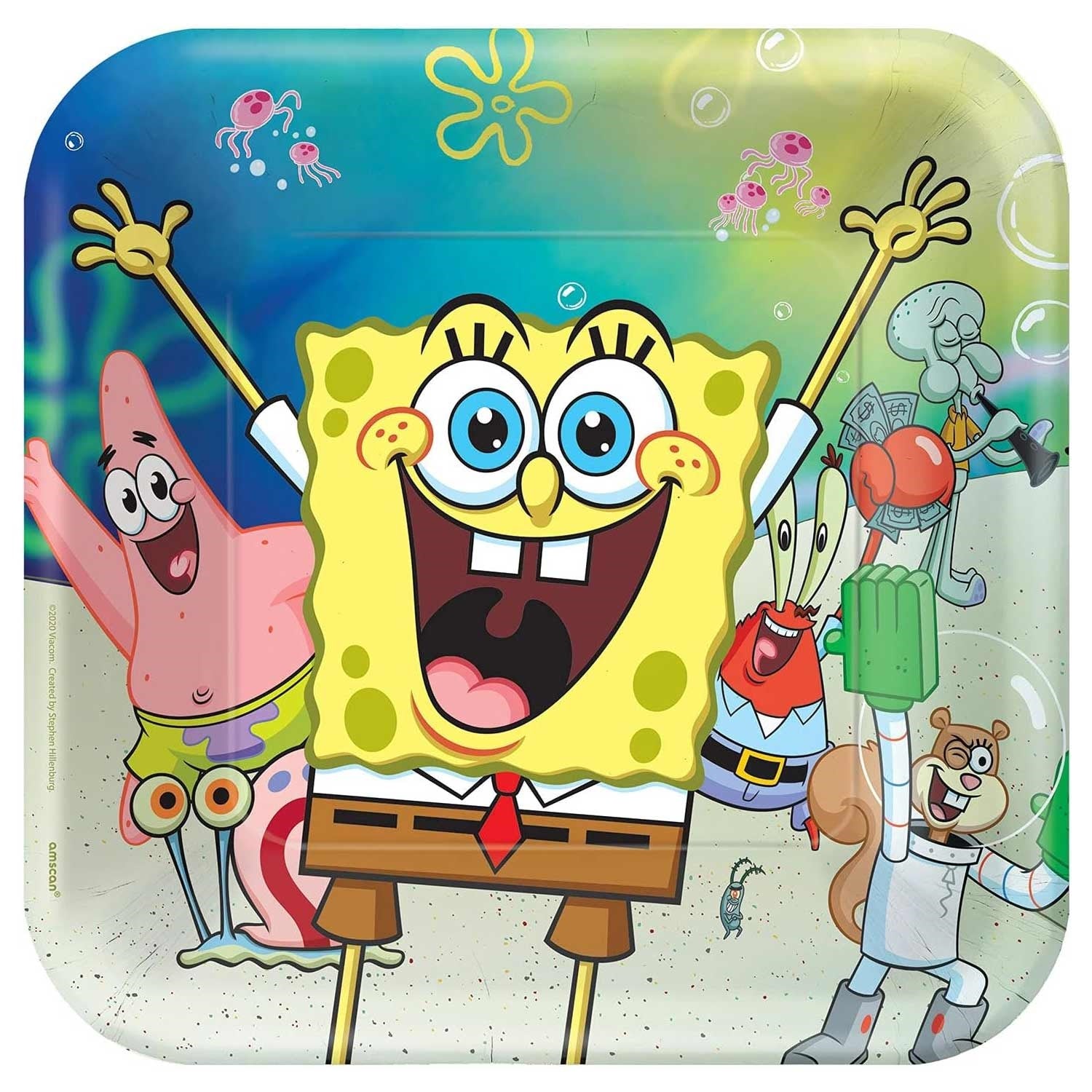 Spongebob Square Paper Plates 9in, 8pcs