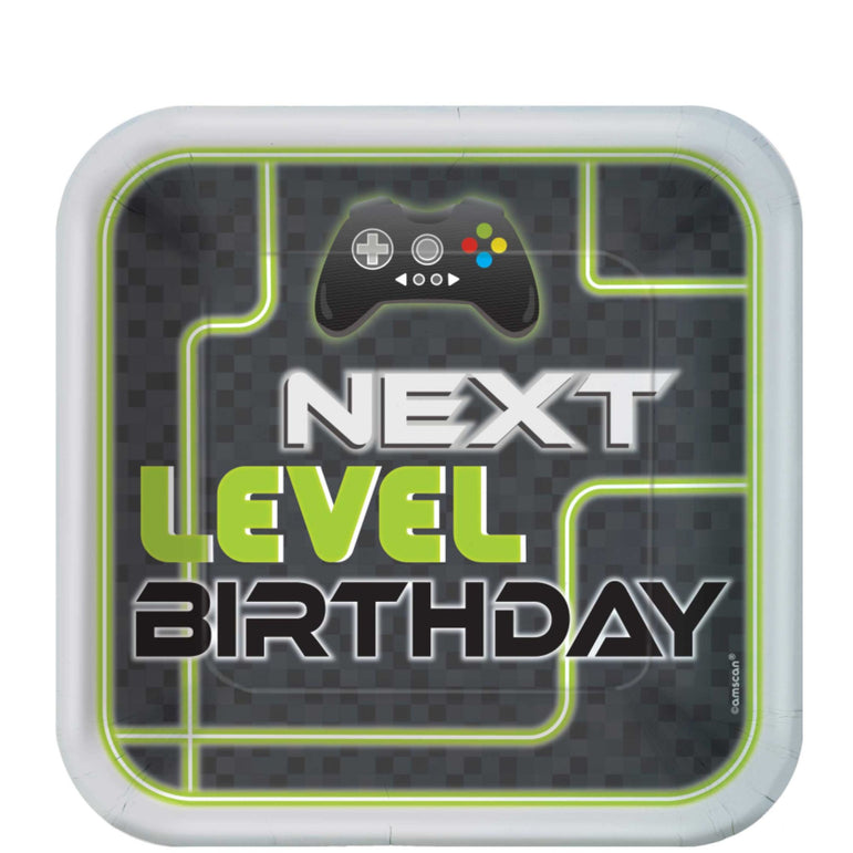 Level Up Square Paper Plates 9in,8pcs