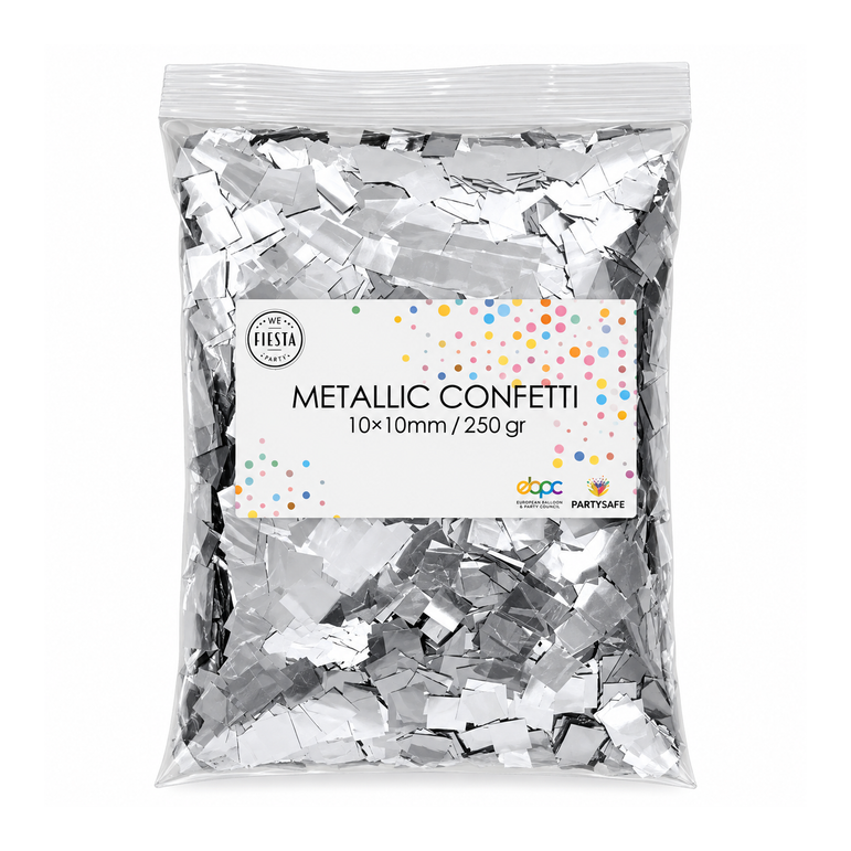 Silver Square Confetti, 10x10mm, 250g