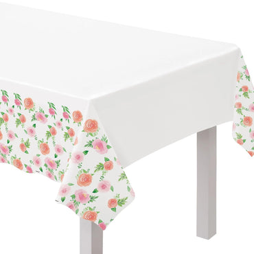 Baby Shower Floral Baby Girl Plastic Rectangular Table Cover