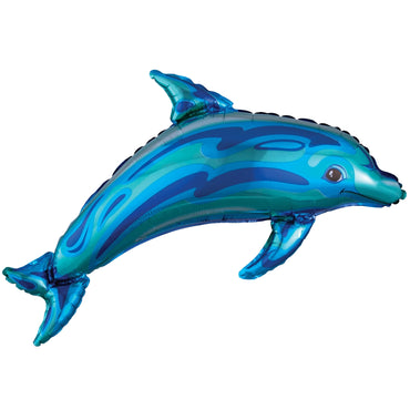Large Ocean Blue Dolphin Supershape Foil Balloon