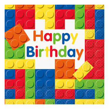 Building Blocks Birthday Lunch Napkins 16pcs