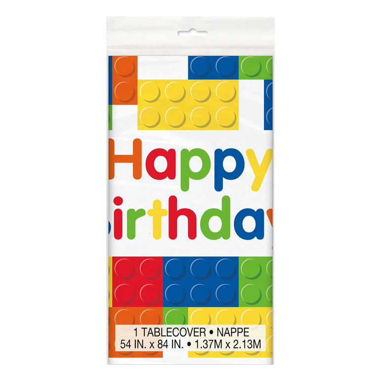 Building Blocks Birthday Plastic Rectangular Tablecover 54x84in