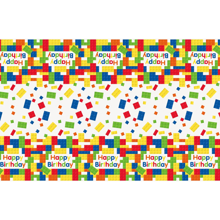 Building Blocks Birthday Plastic Rectangular Tablecover 54x84in