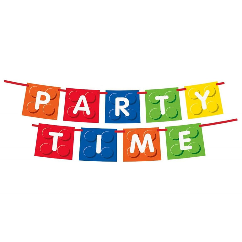Building Blocks Birthday Party Time Banner Decoration 6ft