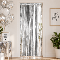 Silver Foil Party Curtain, 100x240cm
