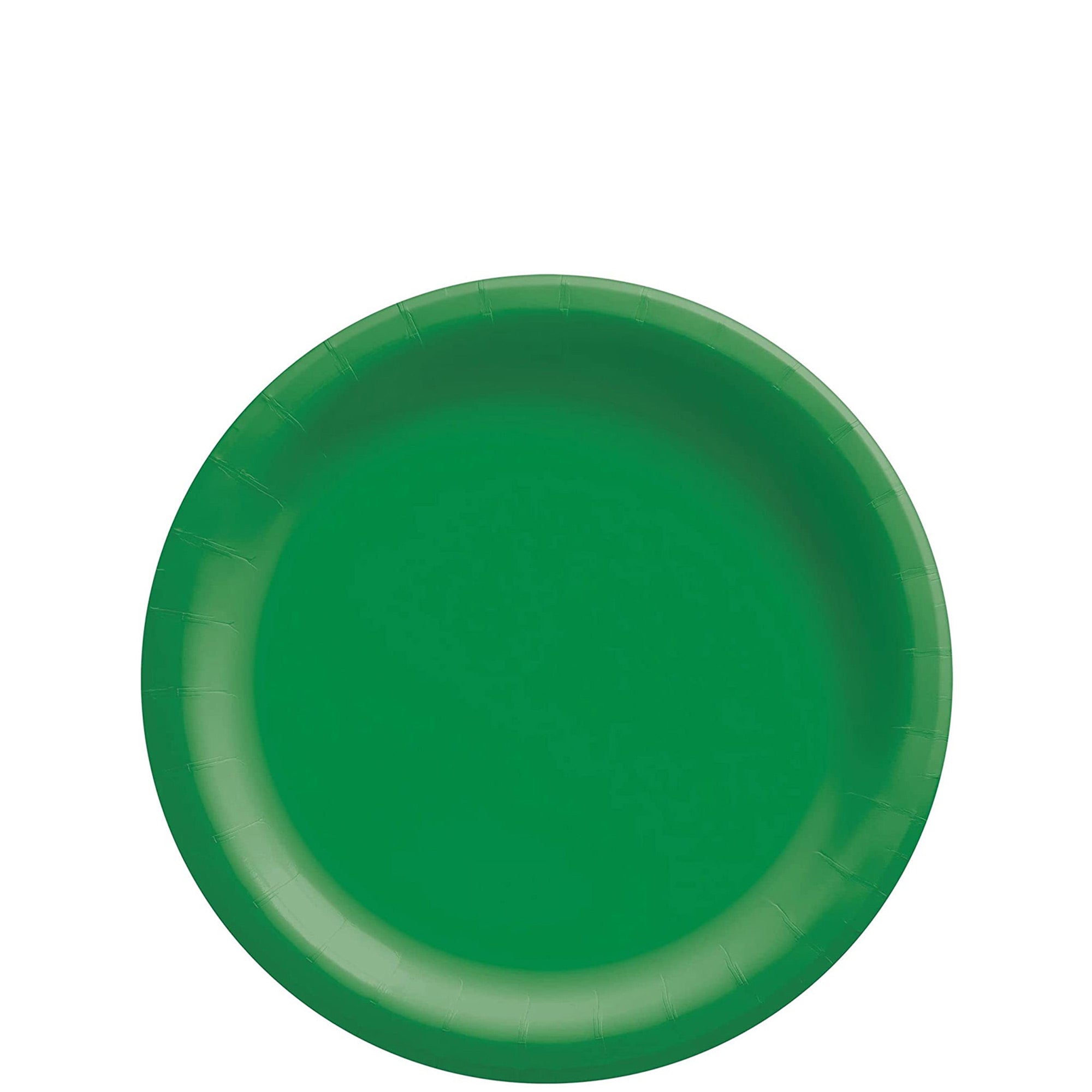 Festive Green Round Paper Plates 6.75in, 20pcs