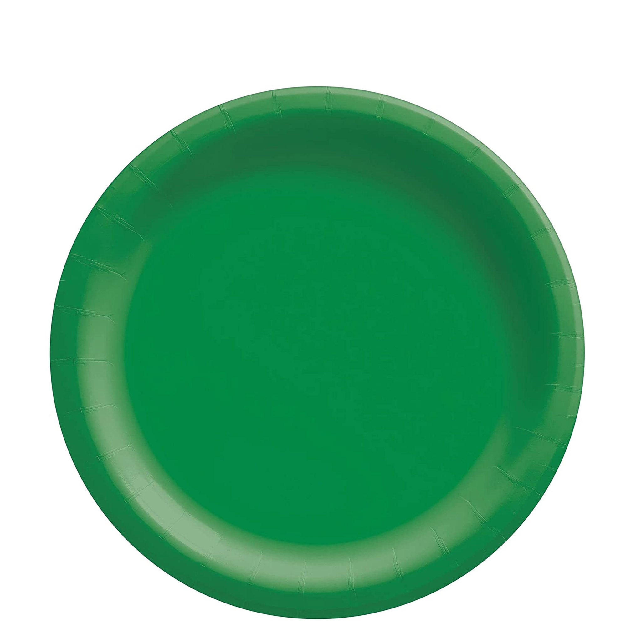 Festive Green Round Paper Plates 8in, 20pcs