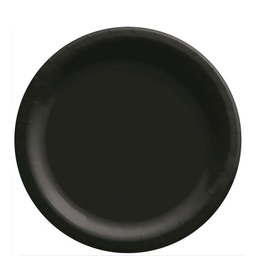 Black Round Paper Plates Midcount 8in, 20pcs