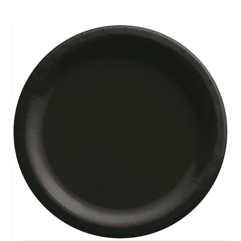 Black Round Paper Plates Midcount 8in, 20pcs