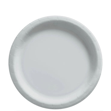 Silver Round Paper Plates Midcount 8in, 20pcs