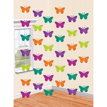 Spring Butterflies String Foil Decoration 6pcs