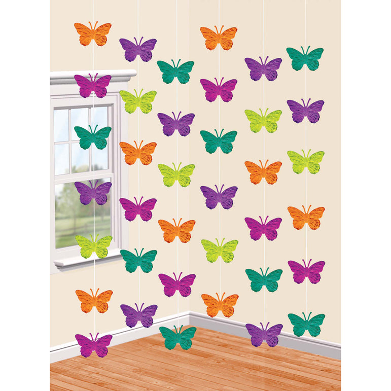 Spring Butterflies String Foil Decoration 6pcs