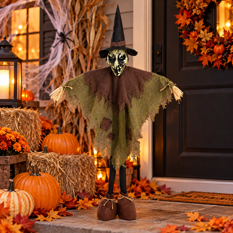 Scarecrow Standing Prop Fabric & Plastic 36in