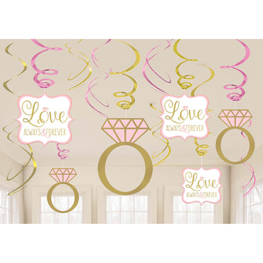 Sparkle Wedding Foil Swirl Decorations 12pcs