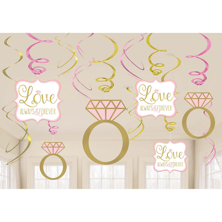 Sparkle Wedding Foil Swirl Decorations 12pcs
