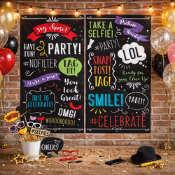 Photo Booth Words Plastic Scene Setters 2pcs