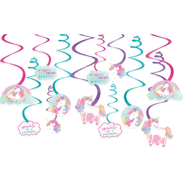 Enchanted Unicorn Paper and Foil Swirl Hanging Decoration