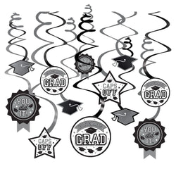 Congrats Grad Frosty White Value Pack Swirl Decoration 12 pcs