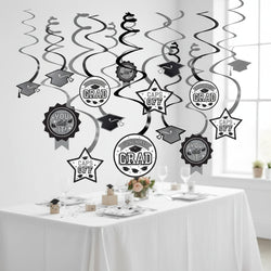 Congrats Grad Frosty White Value Pack Swirl Decoration 12 pcs