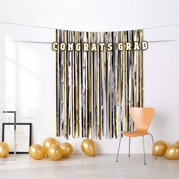 Congrats Grad Scene Setter Fringe Backdrop Paper & Foil Decoration
