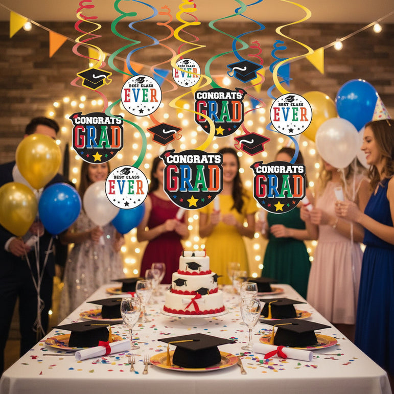 Graduation Value Pack Swirl Decoration 12pcs