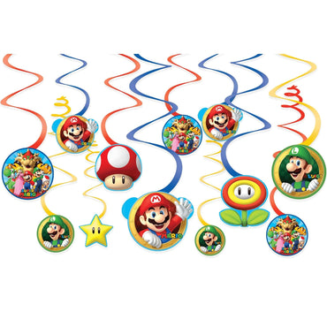 Super Mario Swirl Decoration Foil & Paper 12pcs