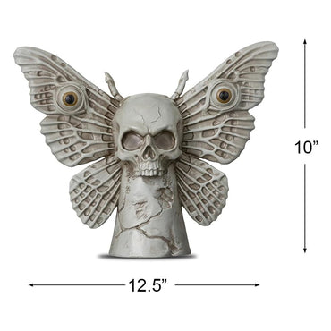 Dark Academia Moth Skull Statue 10in x 12.5in