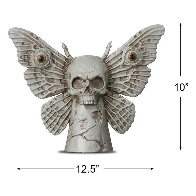 Dark Academia Moth Skull Statue 10in x 12.5in