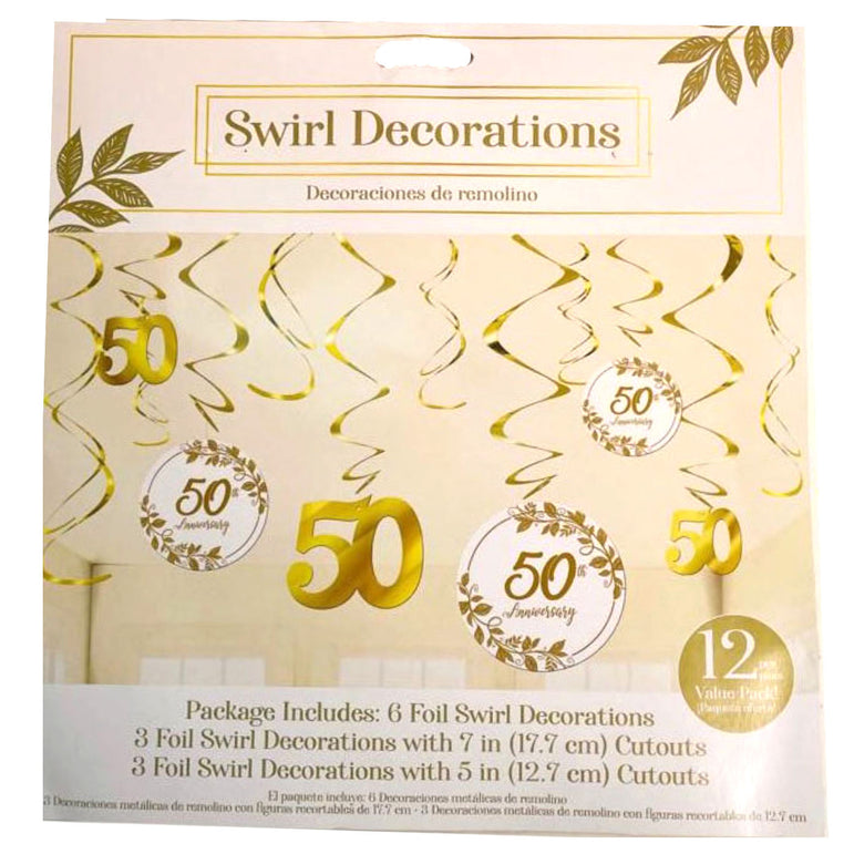 50th Anniversary Swirl Decoration Value Pack 12pcs