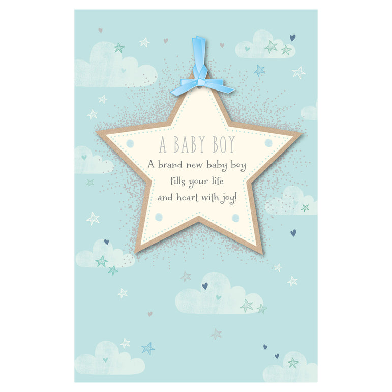 Baby Boy Heart with Joy Greeting Card