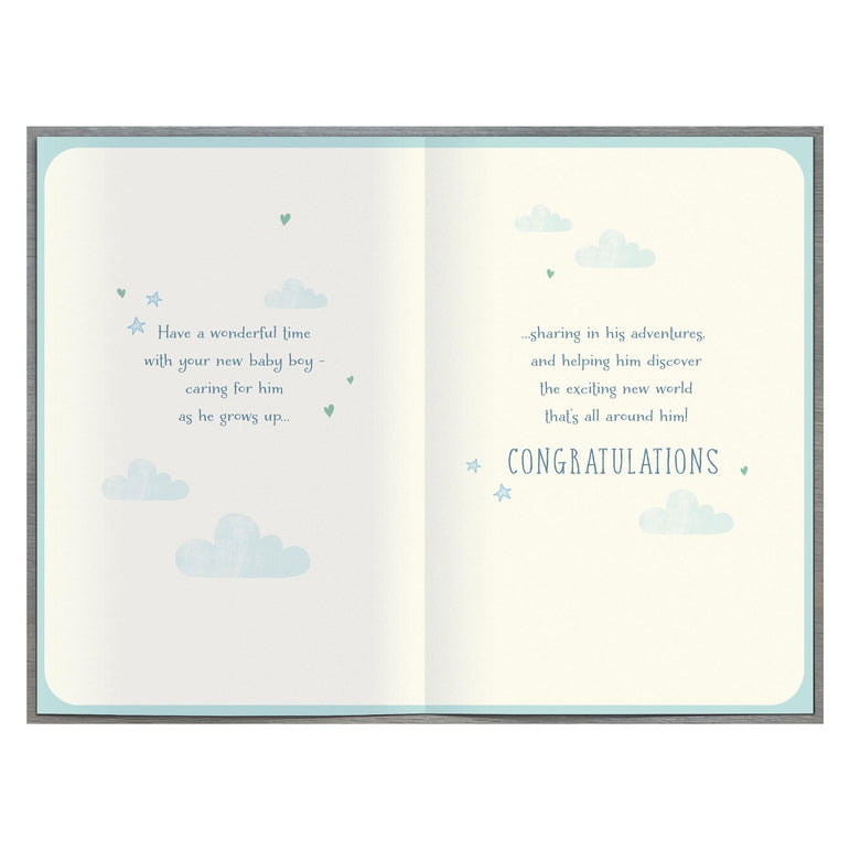 Baby Boy Heart with Joy Greeting Card