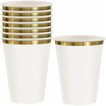 Frosty White Hot Stamped Paper Cups 12oz 8pcs