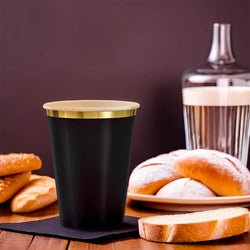 Jet Black Hot Stamped Paper Cups 12oz 8pcs
