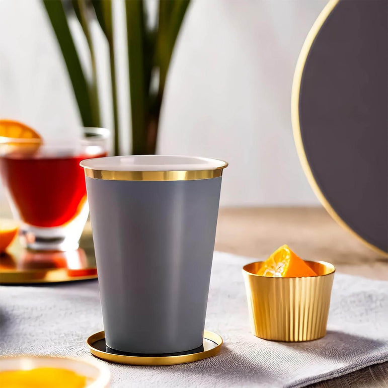 Dark Grey Hot Stamped Paper Cups 12oz 8pcs