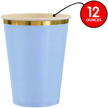 Ice Blue Hot Stamped Paper Cups 12oz 8pcs