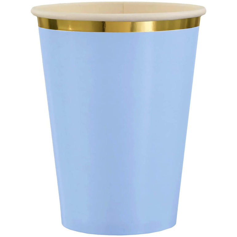 Ice Blue Hot Stamped Paper Cups 12oz 8pcs
