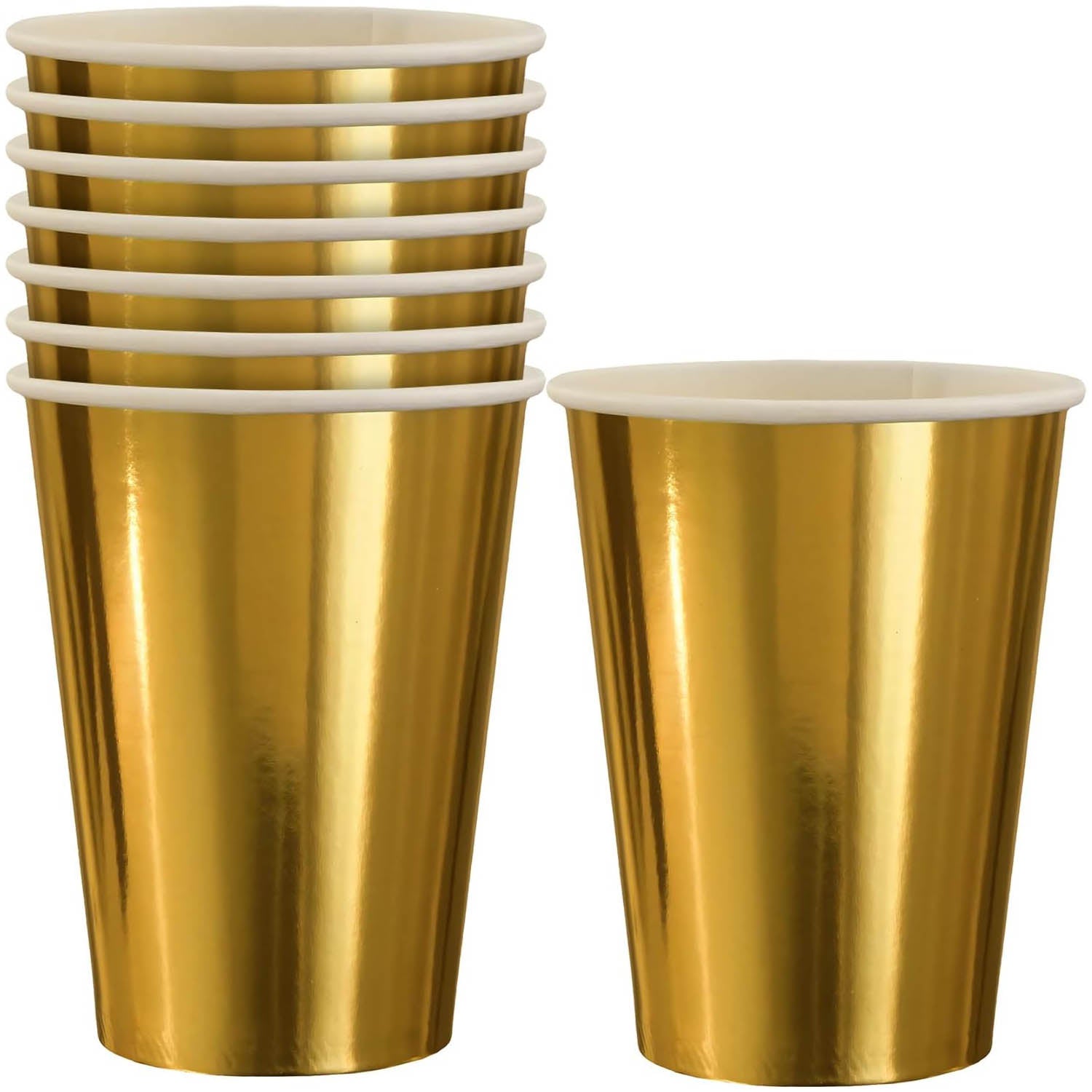 Gold Hot Stamped Paper Cups 12oz 8pcs