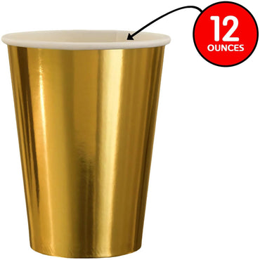 Gold Hot Stamped Paper Cups 12oz 8pcs