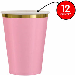 Rose Hot Stamped Paper Cups 12oz 8pcs