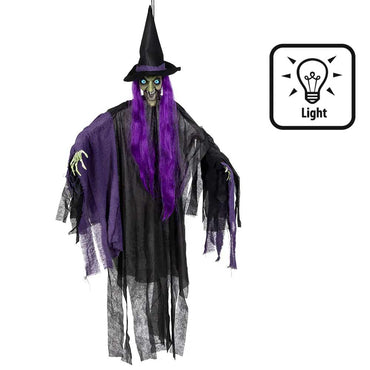 Purple Witch Hanging Light-Up Decoration 146cm