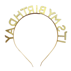 Its My Birthday Gold Enamel Headband