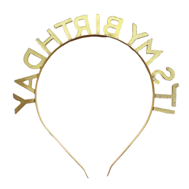 Its My Birthday Gold Enamel Headband