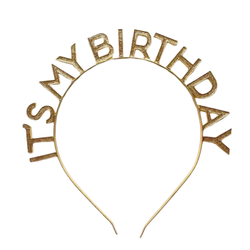 Its My Birthday Gold Enamel Headband