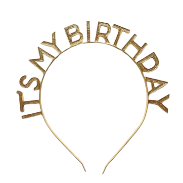 Its My Birthday Gold Enamel Headband